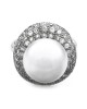 White South Sea Pearl and Diamond Halo Ring